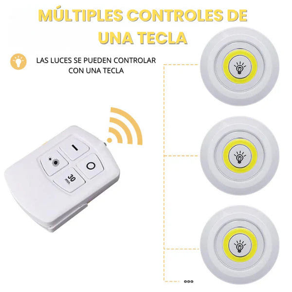 KIT POWER LIGHT: 3 luces de LED con control remoto 💡