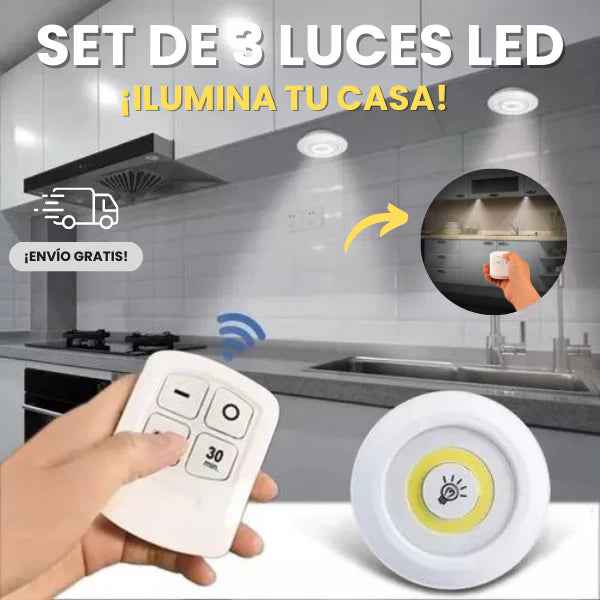 KIT POWER LIGHT: 3 luces de LED con control remoto 💡