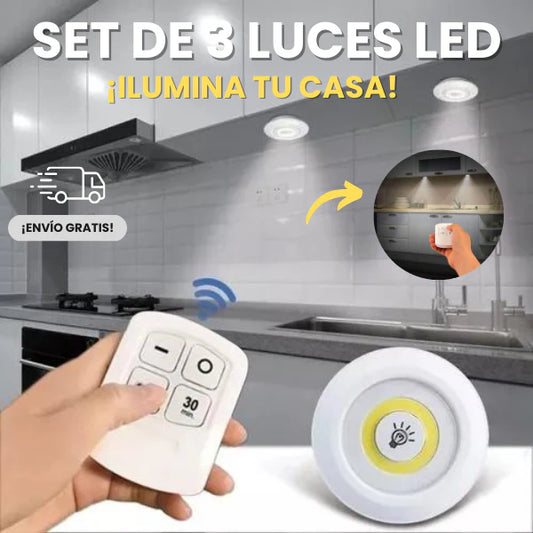KIT POWER LIGHT: 3 luces de LED con control remoto 💡